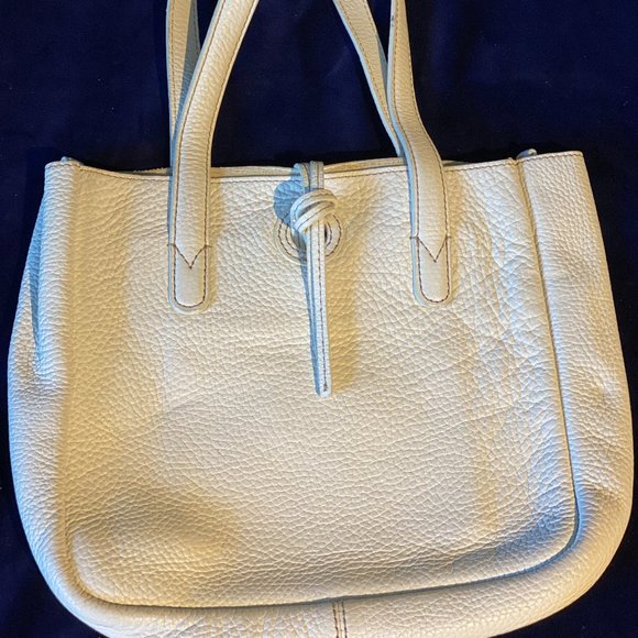 Vintage J.Crew White Pebbled Leather Hobo/Tote Bag - Picture 5 of 12